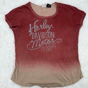 Harley-Davidson Red and Tan Short Sleeve Tee